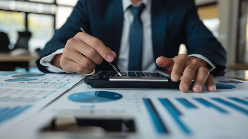 Professional in finance working digitally