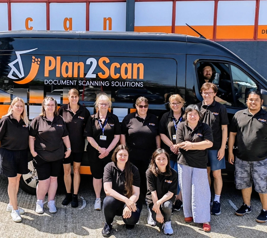 Plan 2 Scan team photo and branded van