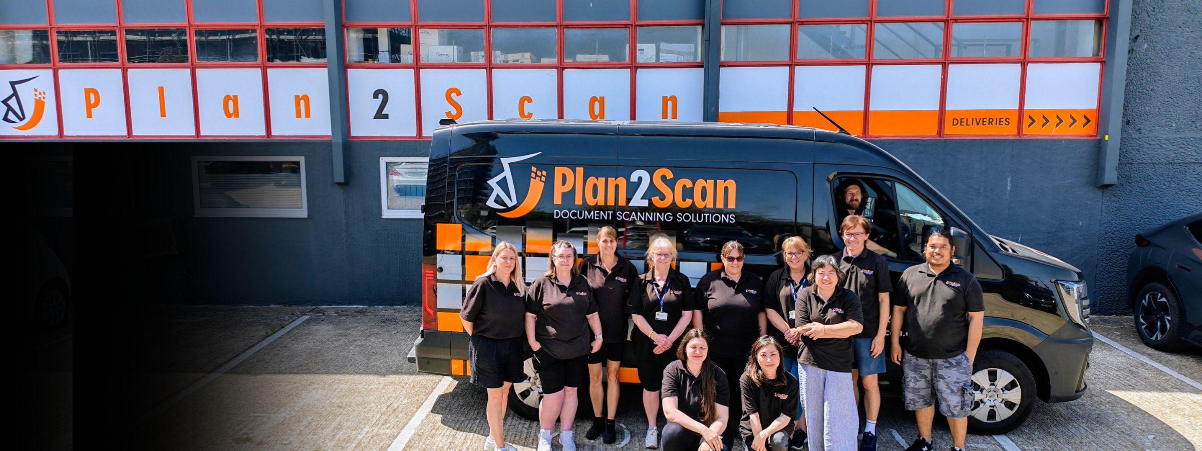 Plan 2 Scan team photo and branded van