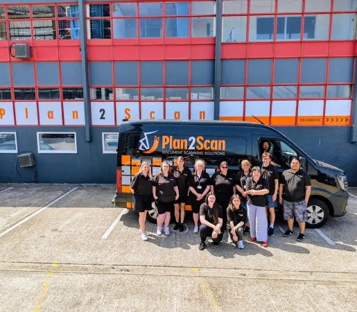 Plan 2 Scan team photo and branded van
